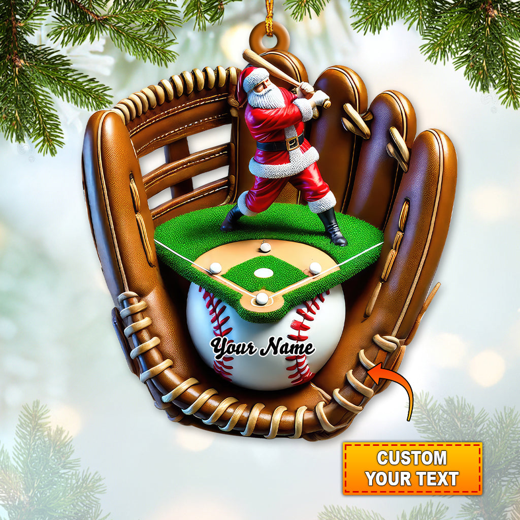 Blisscorners Custom Name Baseball Santa Ornament, Baseball Lover Christmas Gift2D Flat LM2111