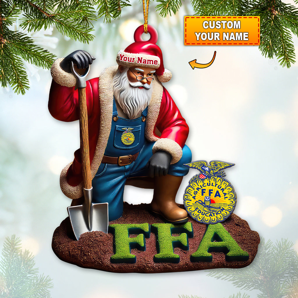 Blisscorners Custom Name FFA Ornament, Santa Farmer Christmas Ornament2D Flat LM2111