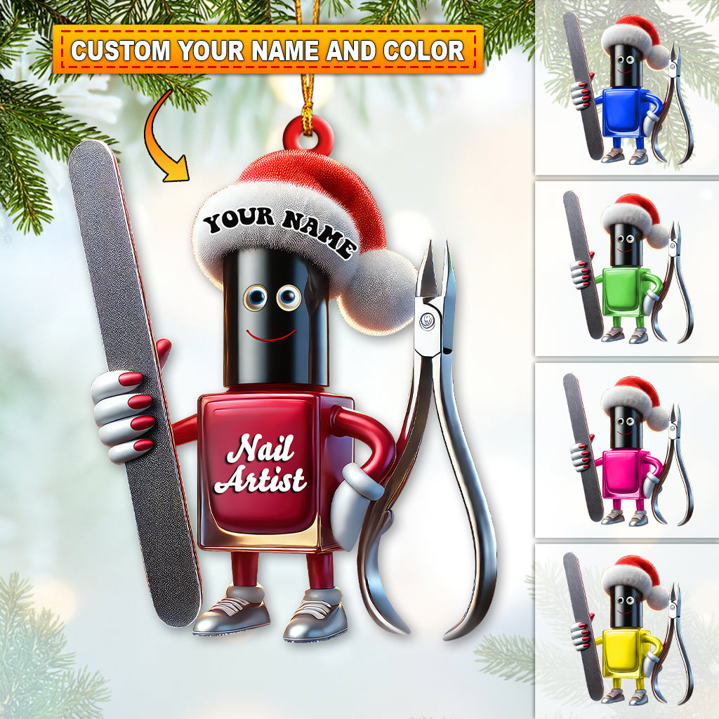 Blisscorners Custom Name Nail Ornament, Christmas Decoration for Nail Salon52D Flat LM2111