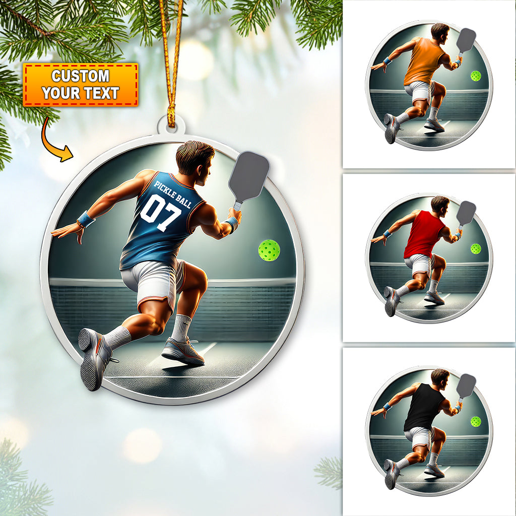 Blisscorners Custom Name and Number Pickleball Ornament, Christmas Gift for Pickleball Lover2D Flat LM2211