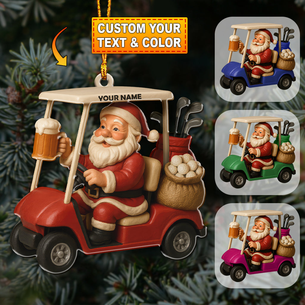 Blisscorners Love Beer And Golf Santa, Home Decor, Christmas Ornament, Personalized Ornament2D Flat LM2111