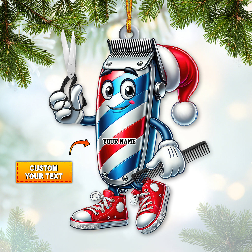 Blisscorners Custom Name Barber Ornament, Christmas Decoration for Barber Shop32D Flat LM2111