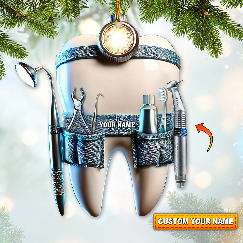 Blisscorners Custom Name Dentist Ornament, Dentist Christmas Gift2D Flat LM2211