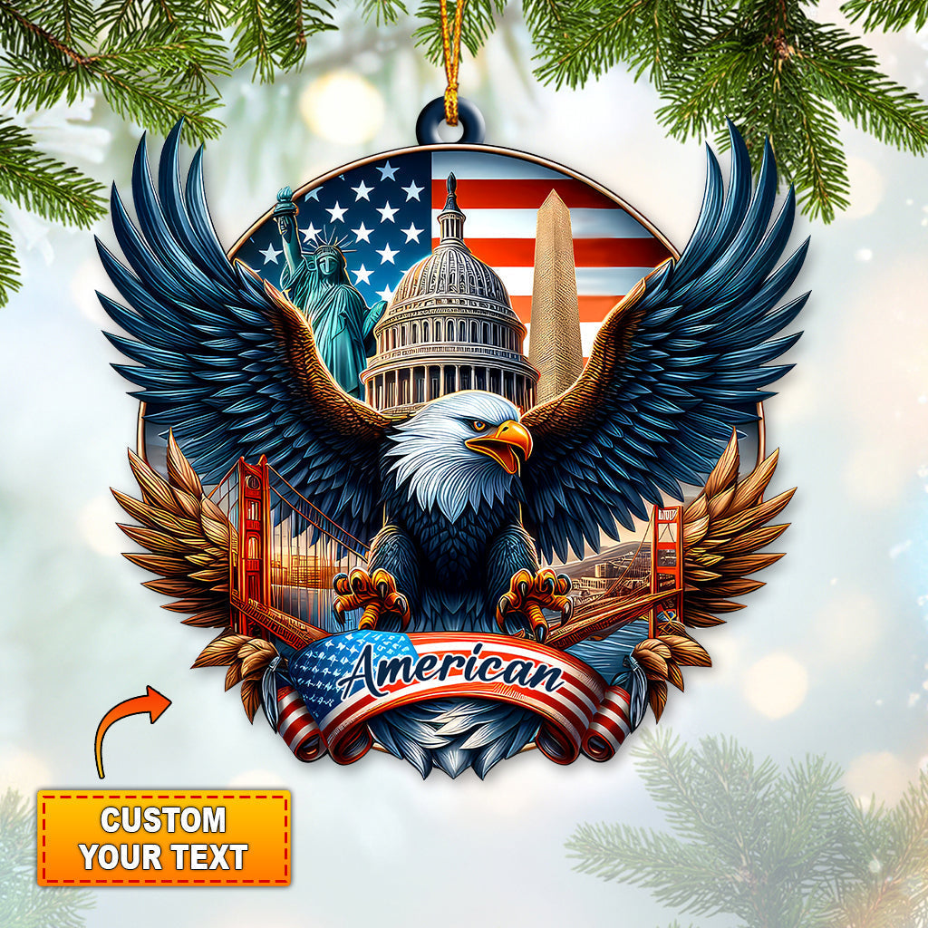 Blisscorners Custom Name American Ornament, Christmas Gift for American Lover2D Flat LM2211