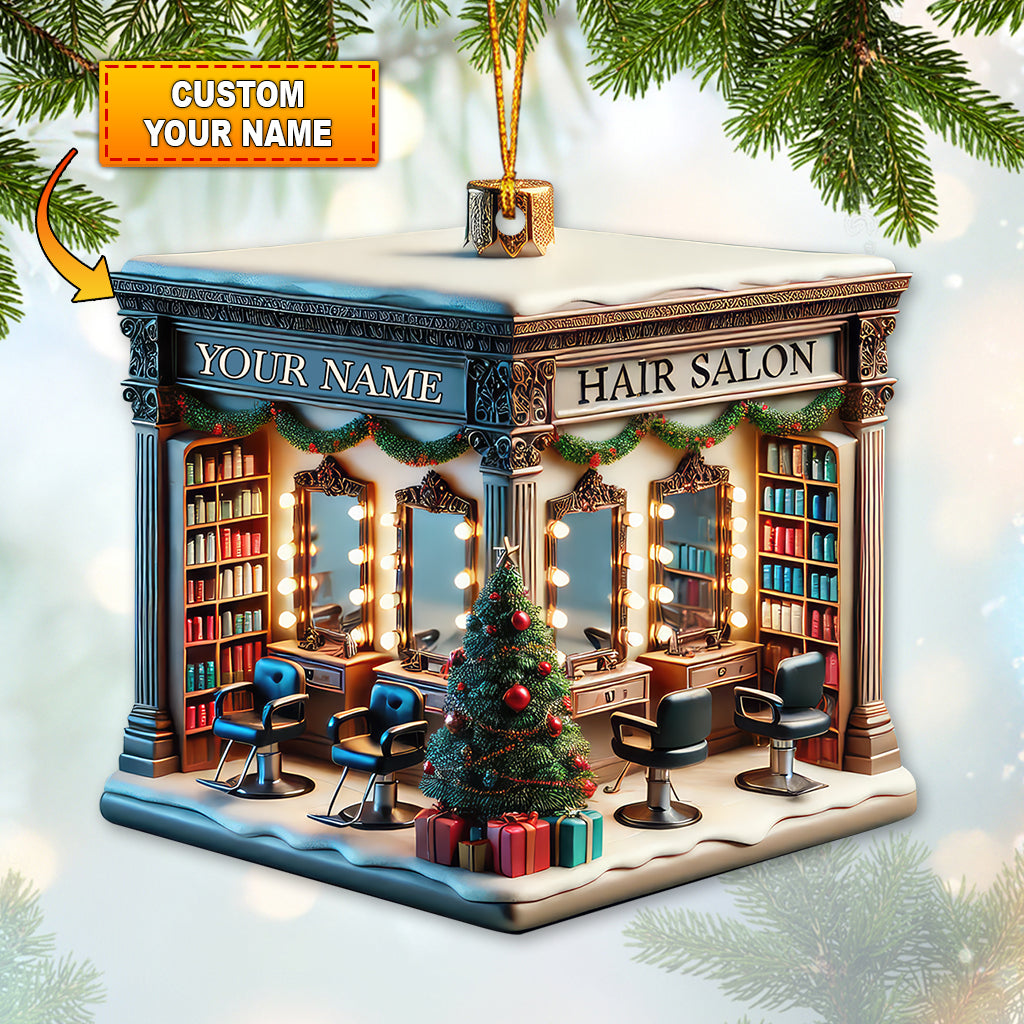 Blisscorners Custom Name Hair Salon Ornament, Hair Salon Christmas Decoration2D Flat LM2211
