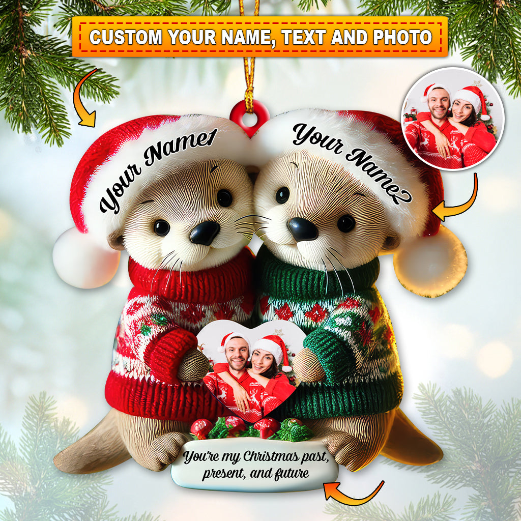 Blisscorners Custom Name Christmas Couple Ornament, Couple Christmas Gift452D Flat LM2111