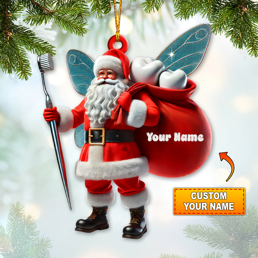 Blisscorners Custom Name Santa Dentist Ornament, Dentist Christmas Gift2D Flat LM2111