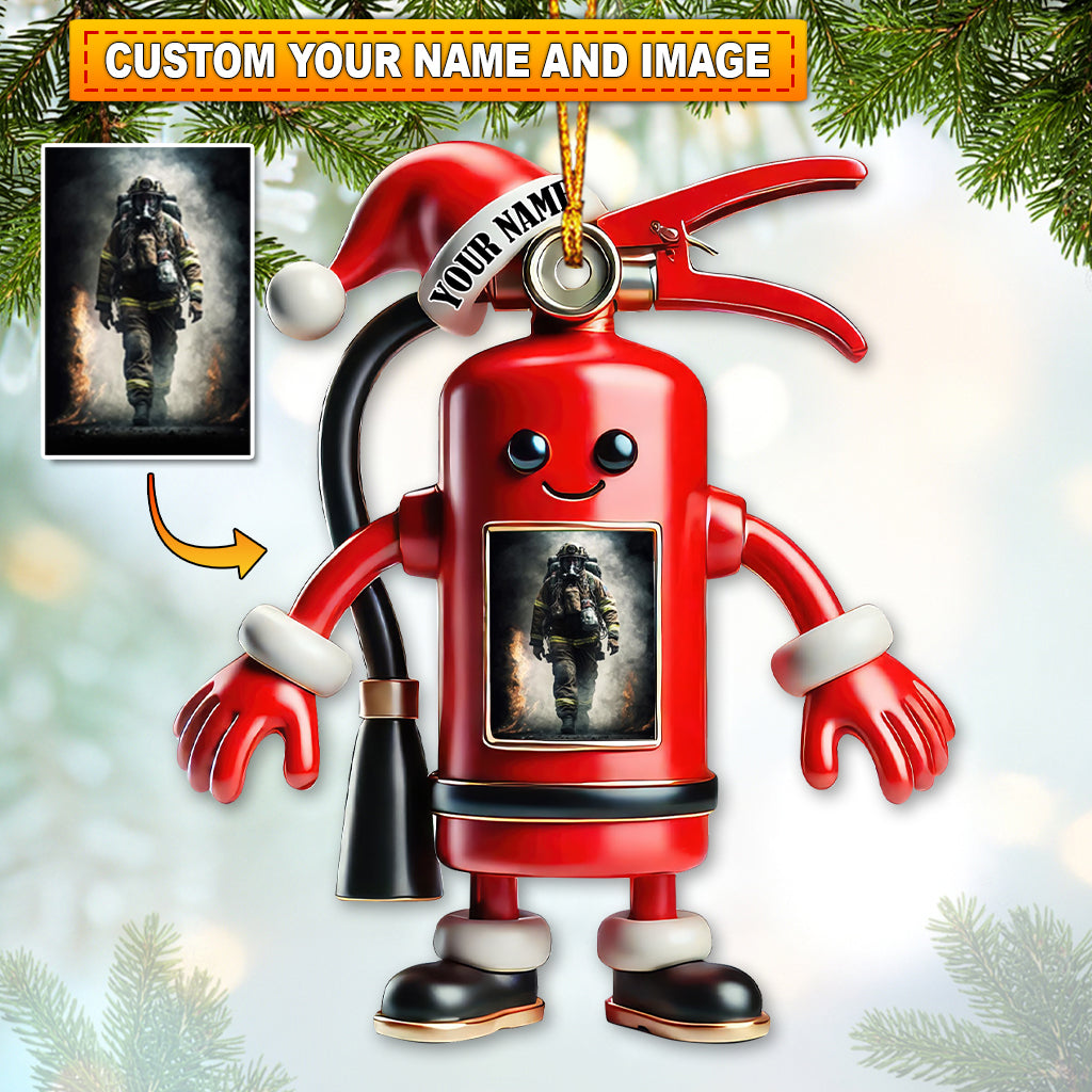 Blisscorners Custom Name and Photo Fire Fighter Ornament, Fire Fighter Christmas Gift2D Flat LM2111
