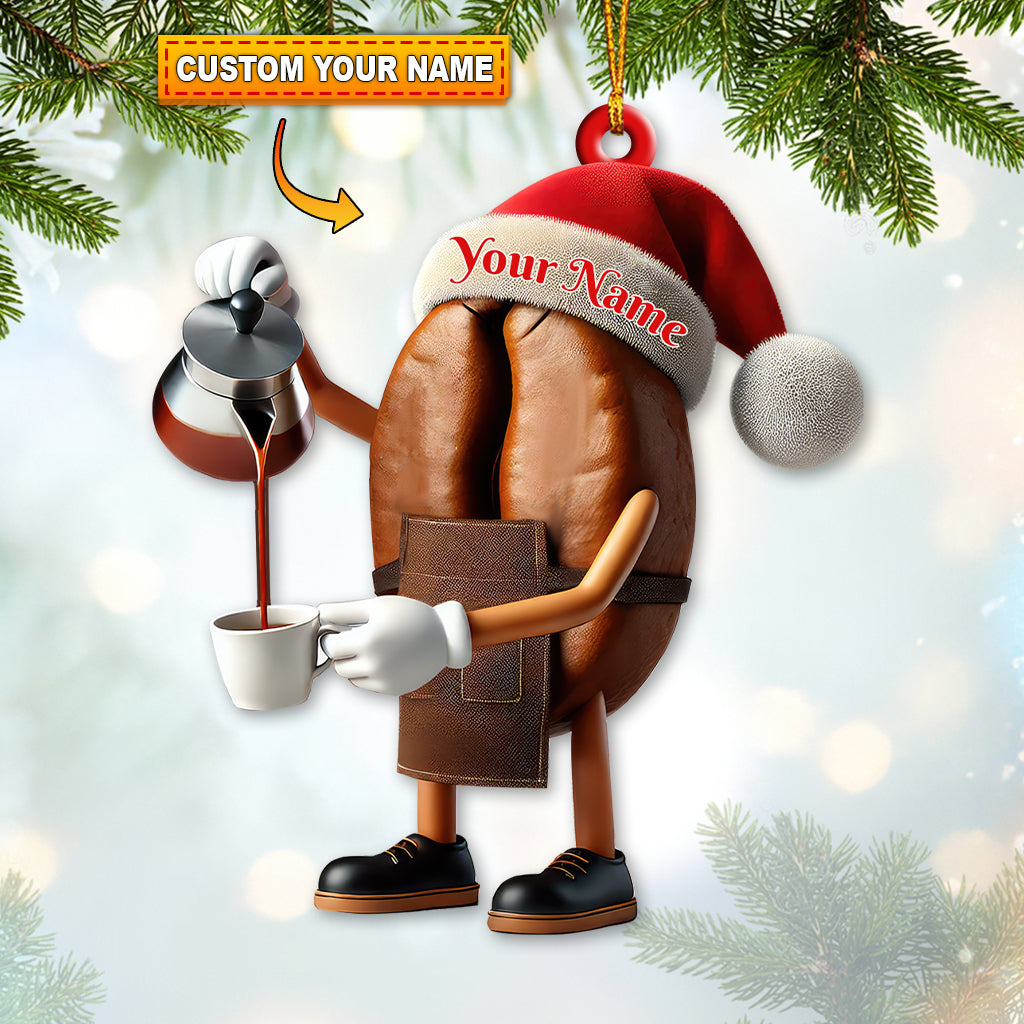 Blisscorners Custom Name Santa Coffee Ornament, Home Decor Christmas Gift2D Flat LM2211