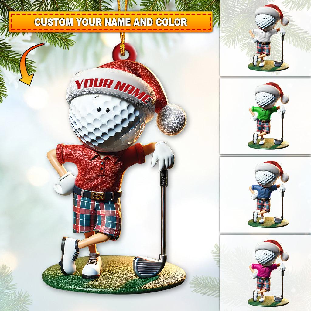 Blisscorners Custom Name Golf Santa Ornament, Golf Lover Christmas Gift2D Flat LM2211