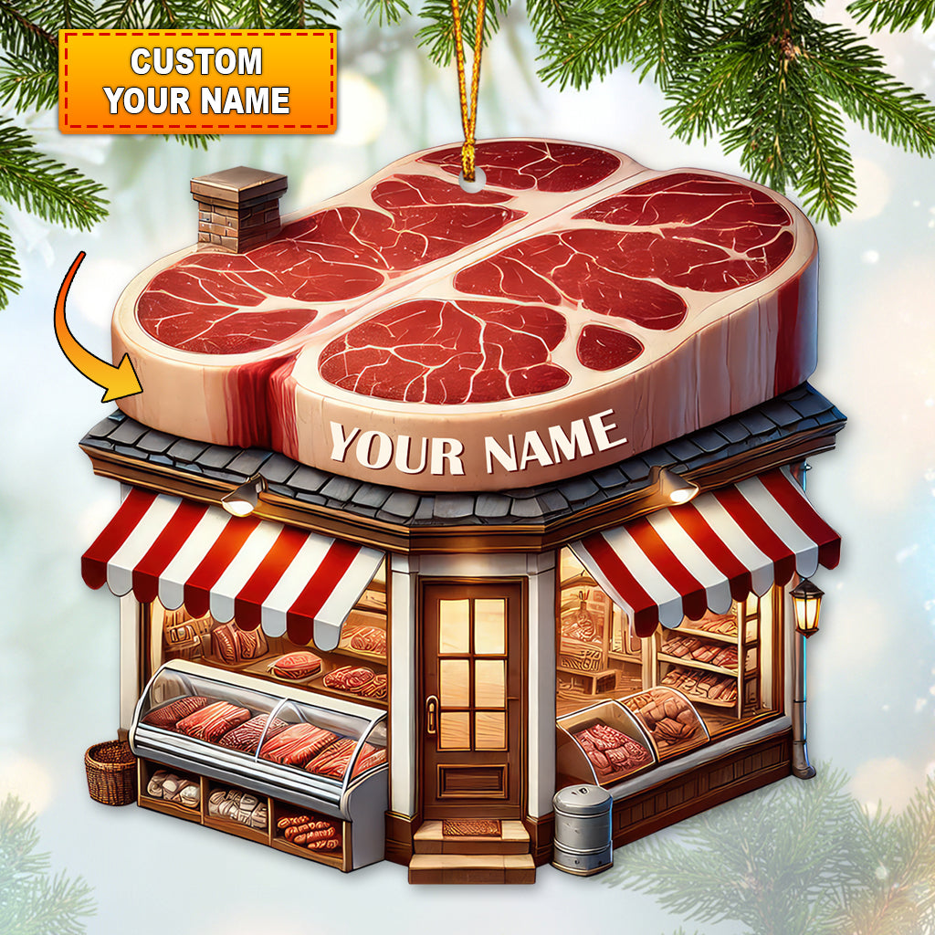 Blisscorners Custom Name Butcher Ornament, Christmas Gift2D Flat LM2211