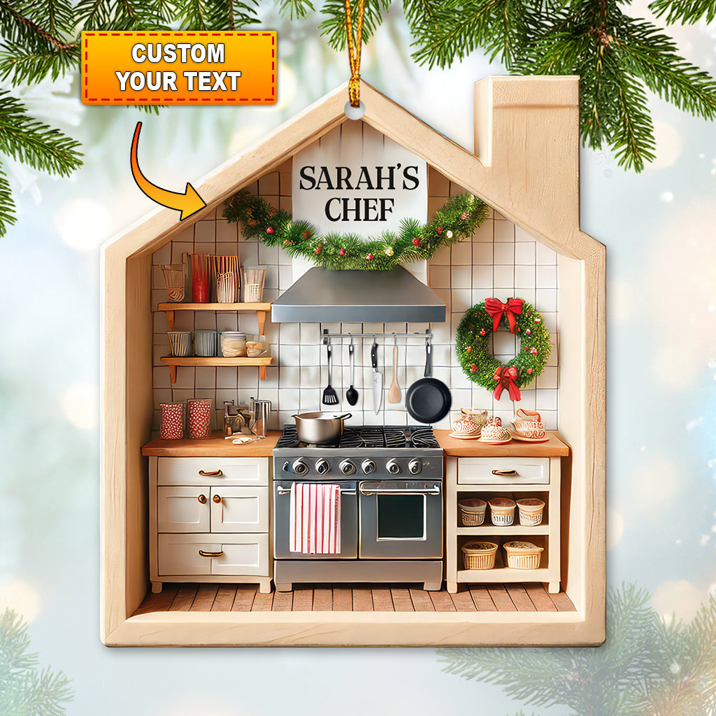 Blisscorners Custom Name Chef Kitchen Ornament, Chef Kitchen Christmas Decoration2D Flat LM2211