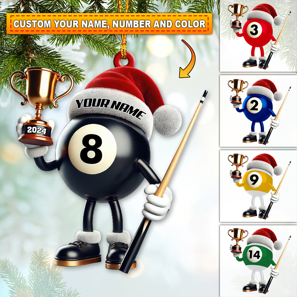 Blisscorners Custom Name Billiard Ornament, Billiard Lover Christmas Gift82D Flat LM2111