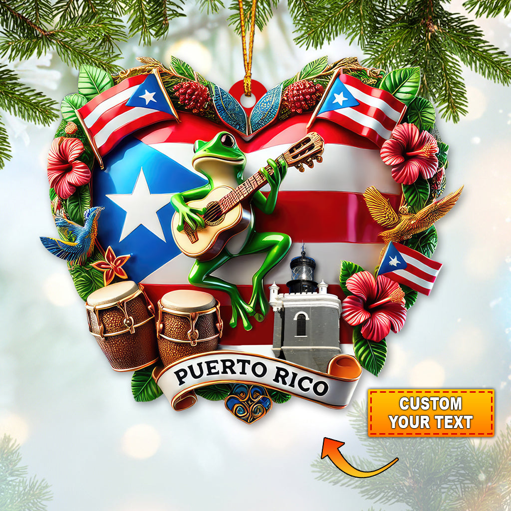 Blisscorners Custom Name Puerto Rico Ornament, Christmas Gift for Puerto Rico Lover2D Flat LM2111