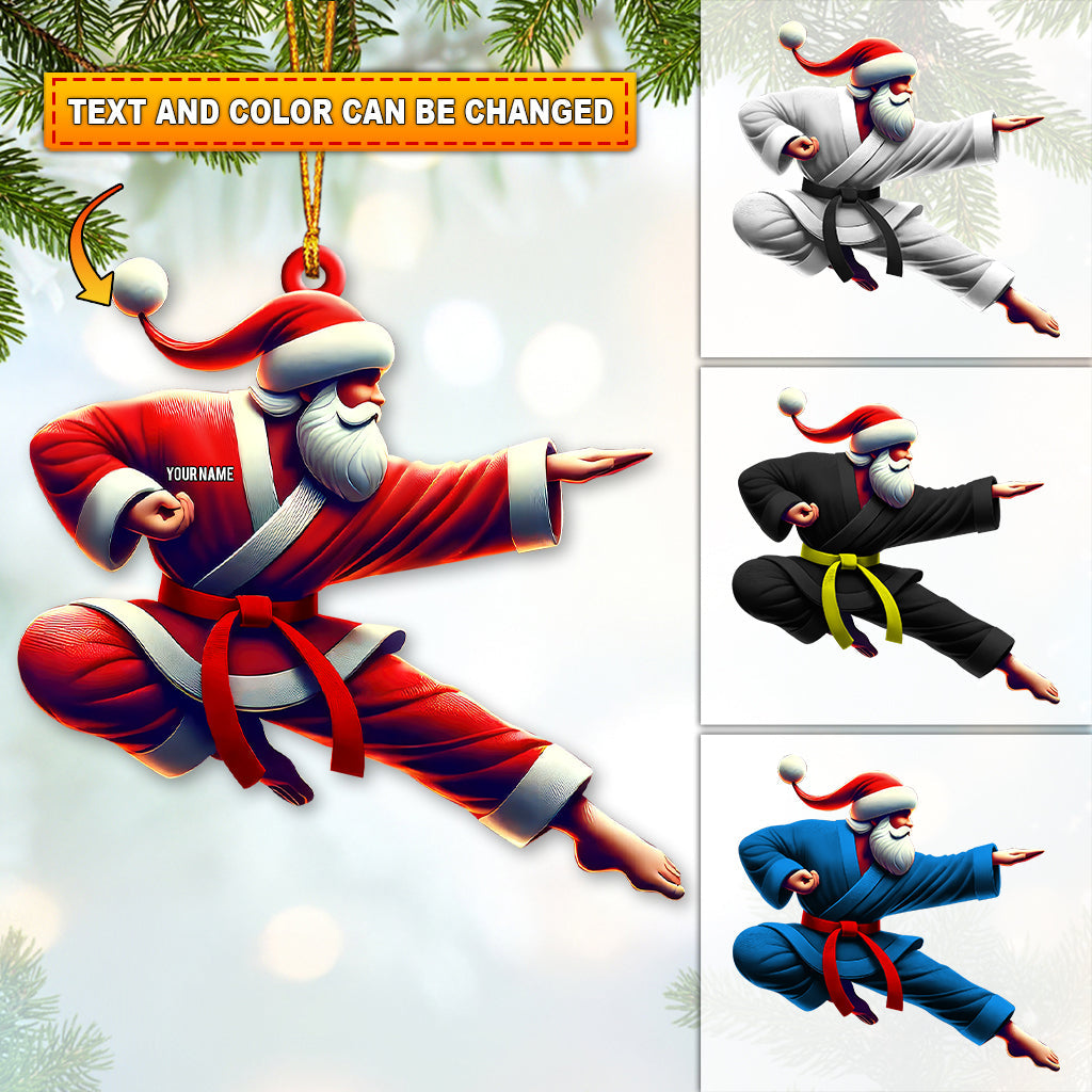 Blisscorners Custom Name Santa Karate Ornament, Christmas Gift for Karate Lover2D Flat LM2111