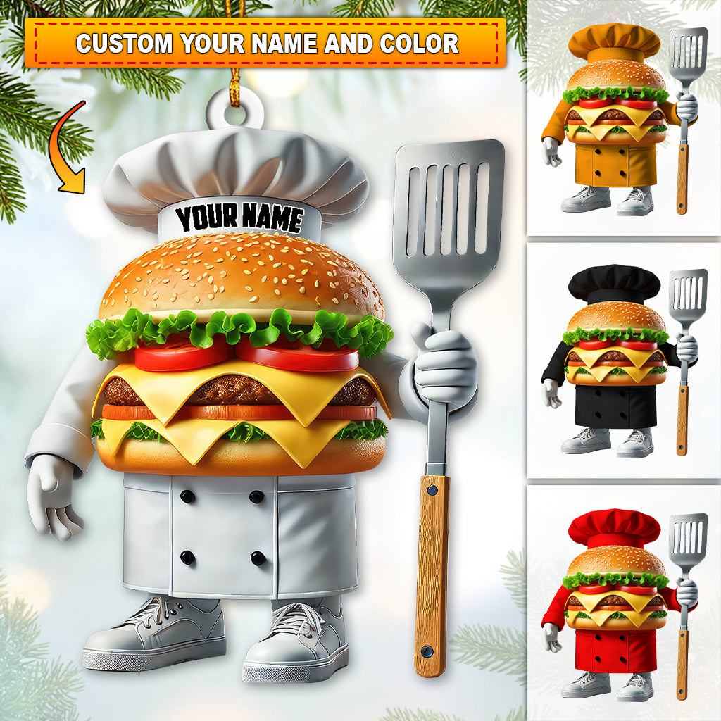 Blisscorners Custom Name Chef Santa Ornament, Christmas Gift for Cooking Lover782D Flat LM2111