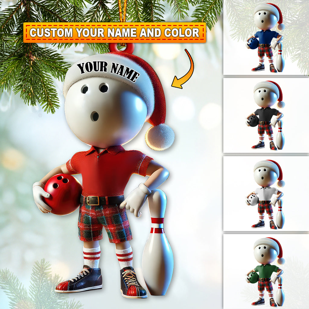 Blisscorners Custom Name Bowling Ornament, Bowling Christmas Gift2D Flat LM2111