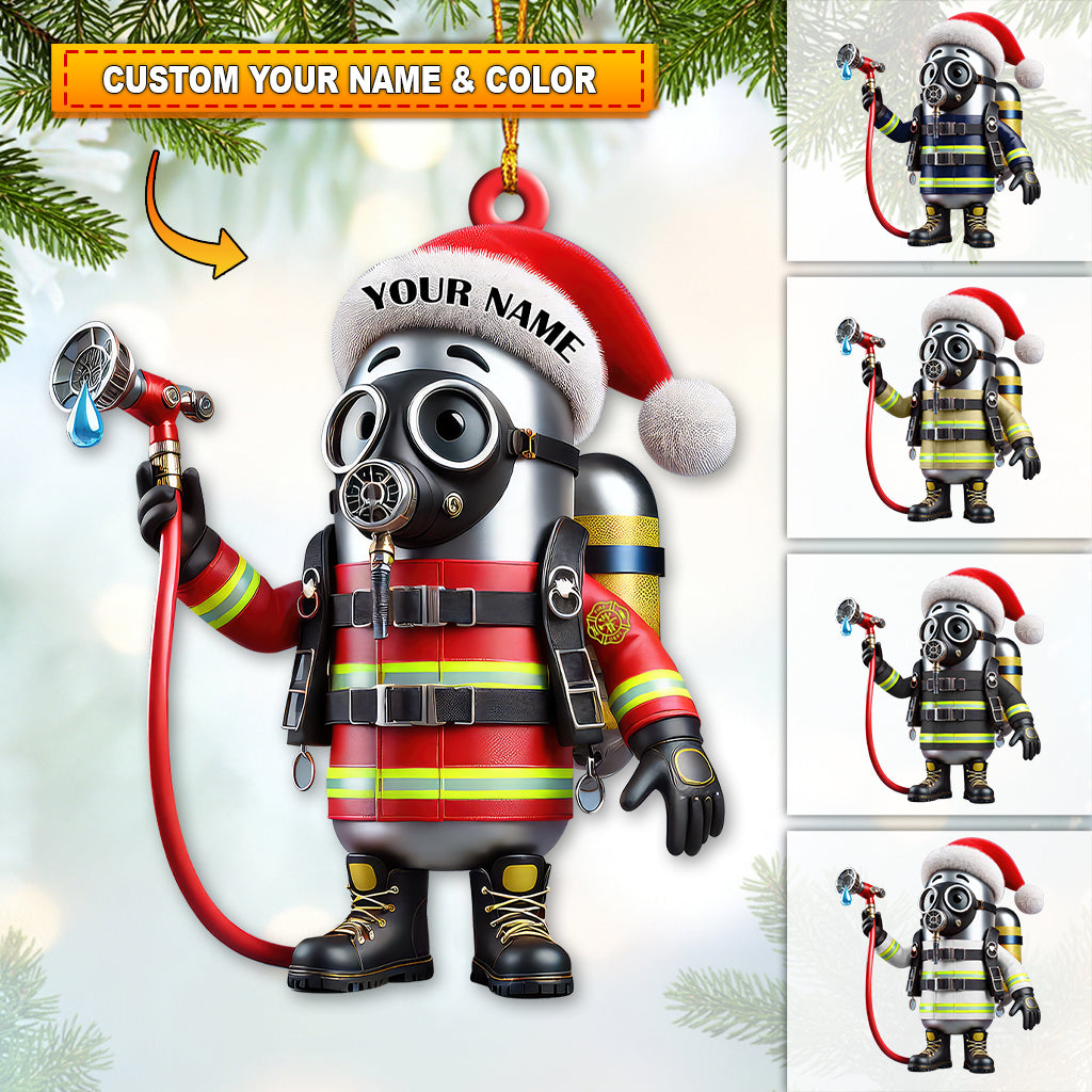 Blisscorners Custom Name Fire Fighter Ornament, Fire Fighter Christmas Gift2D Flat LM2111