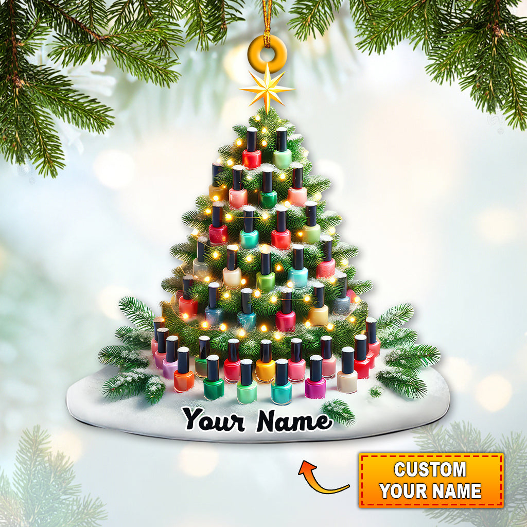 Blisscorners Custom Name Nail Christmas Tree Ornament, Nail Artist Christmas Gift2D Flat LM2111