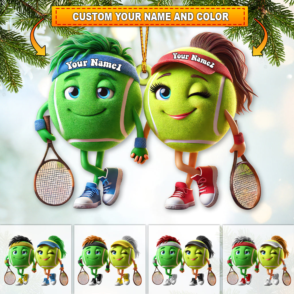 Blisscorners Custom Name Tennis Couple Ornament, Tennis Couple Christmas Gift2D Flat LM2111