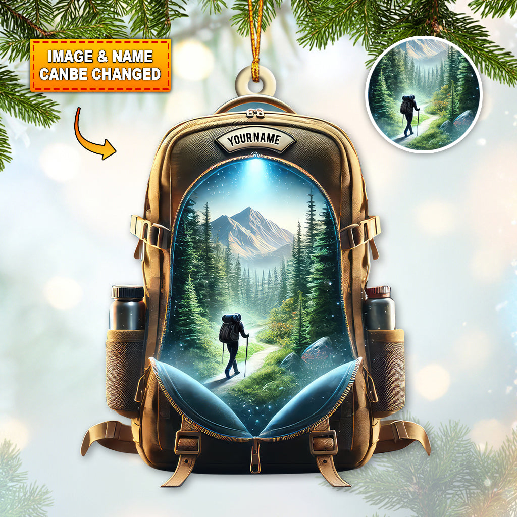 Blisscorners Custom Name Hiking Christmas Ornament, Christmas Gift for Hiking Lover2D Flat LM2111