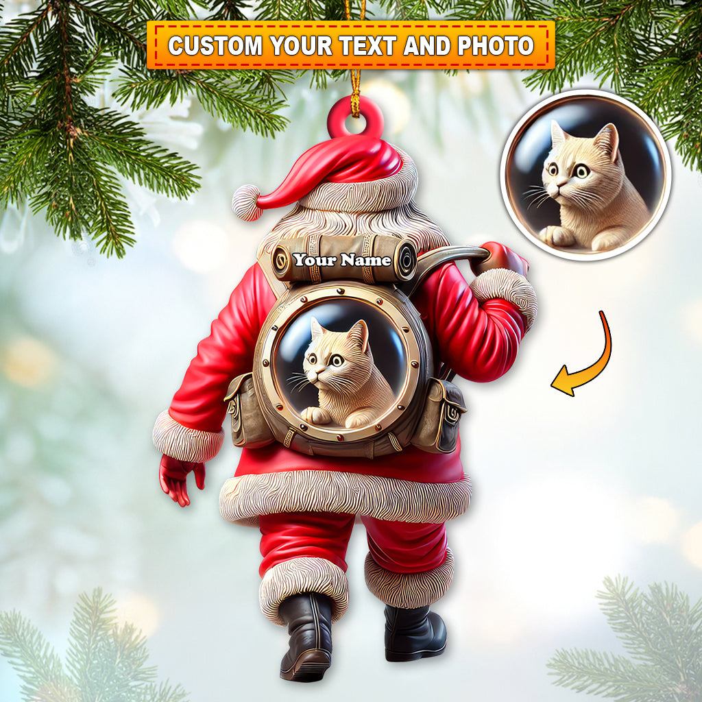 Blisscorners Custom Name Santa and Pet Ornament, Pet Lover Christmas Gift2D Flat LM2111