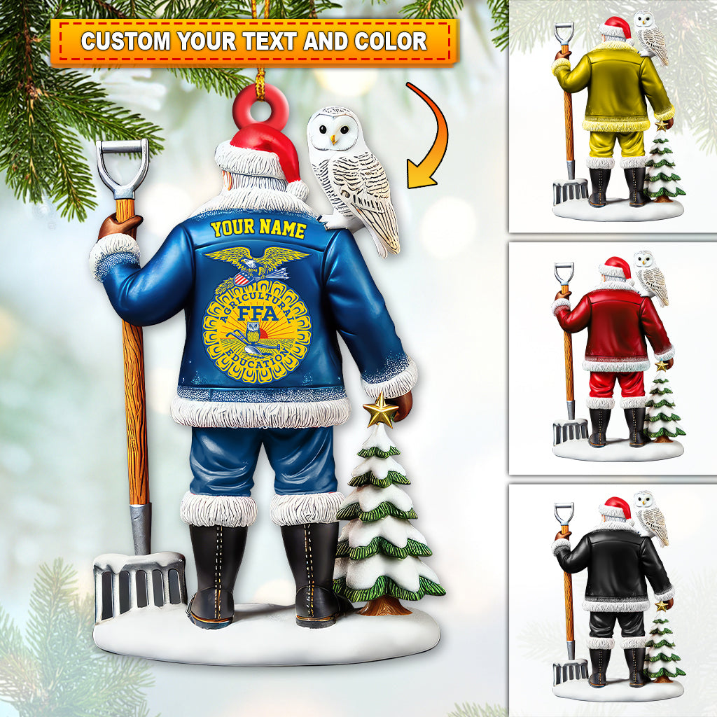 Blisscorners Custom Name FFA Ornament, Santa Farmer Christmas Ornament502D Flat LM2111