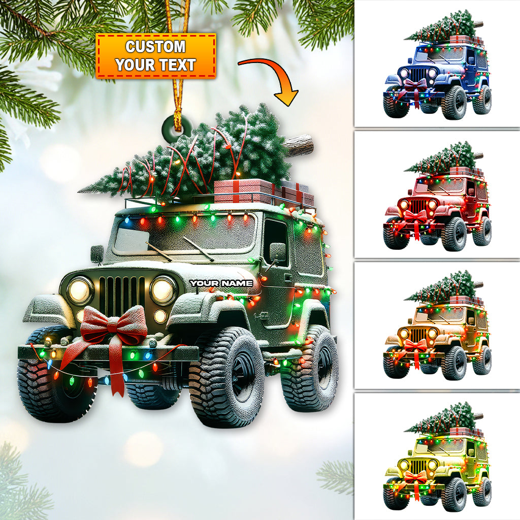 Blisscorners Custom Name Jeep Ornament, Christmas Gift for Jeep Lover152D Flat LM2111