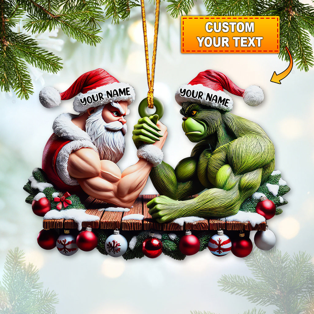 Blisscorners Custom Name Santa and Stink Ornament, Santa and Stink Christmas Gift2D Flat LM2111