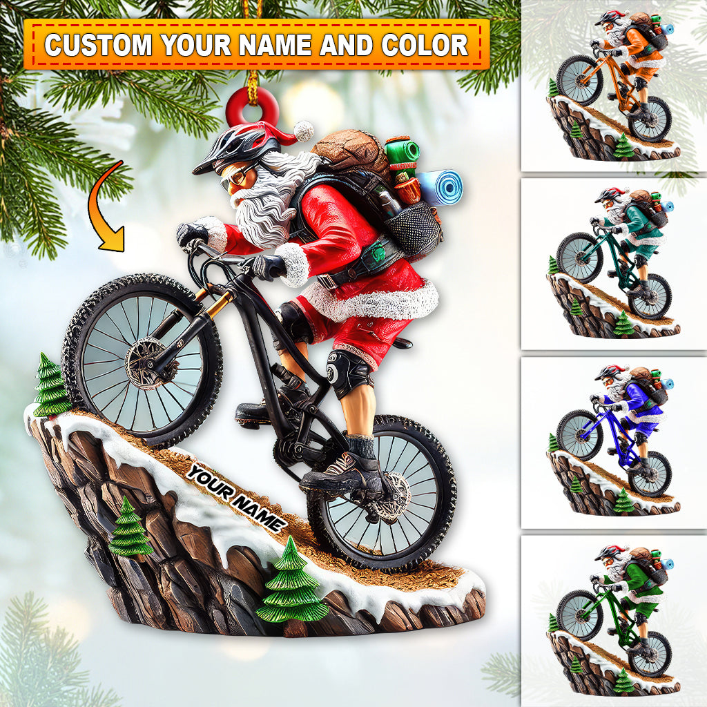 Blisscorners Custom Name Mountain Bike Ornament, Santa Mountain Bike Christmas Gift2D Flat LM2111