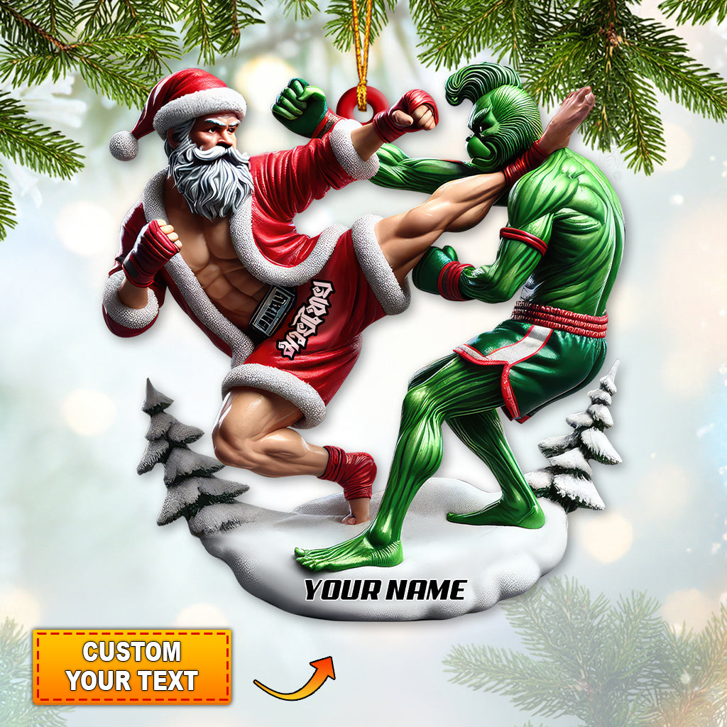 Blisscorners Custom Name Muay Thai Santa Ornament, Christmas Gift for Muay Thai Lover2D Flat LM2211