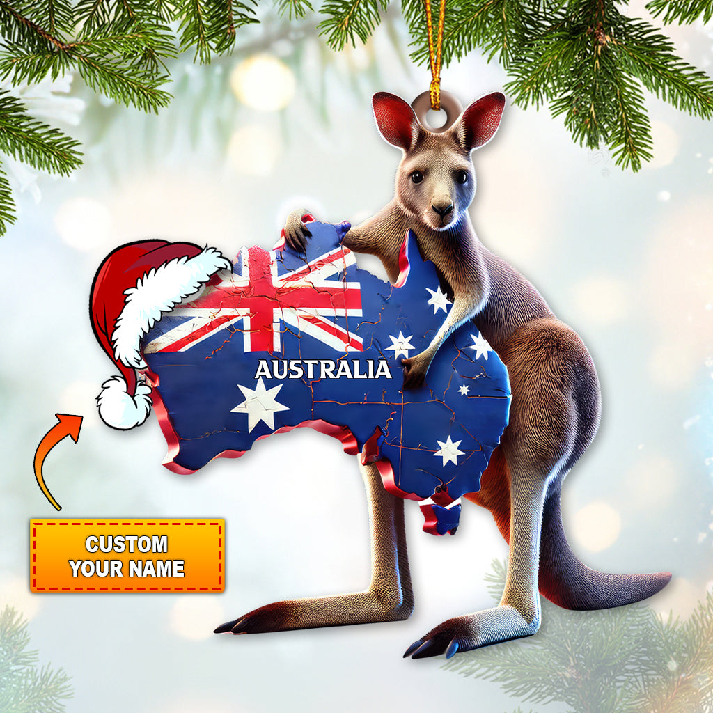 Blisscorners Custom Name Australia Ornament, Christmas Gift for Australia Lover2D Flat LM2111