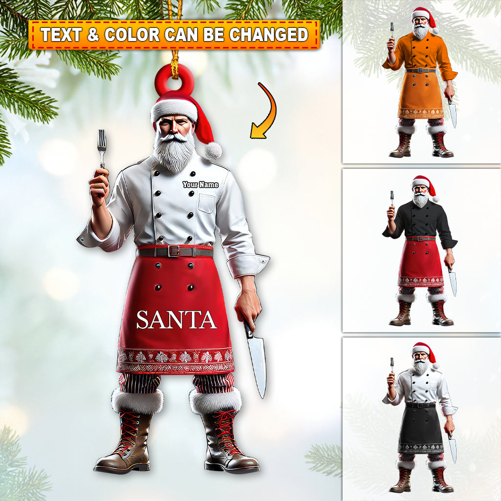 Blisscorners Custom Name Chef Santa Ornament, Christmas Gift for Cooking Lover2D Flat LM2111