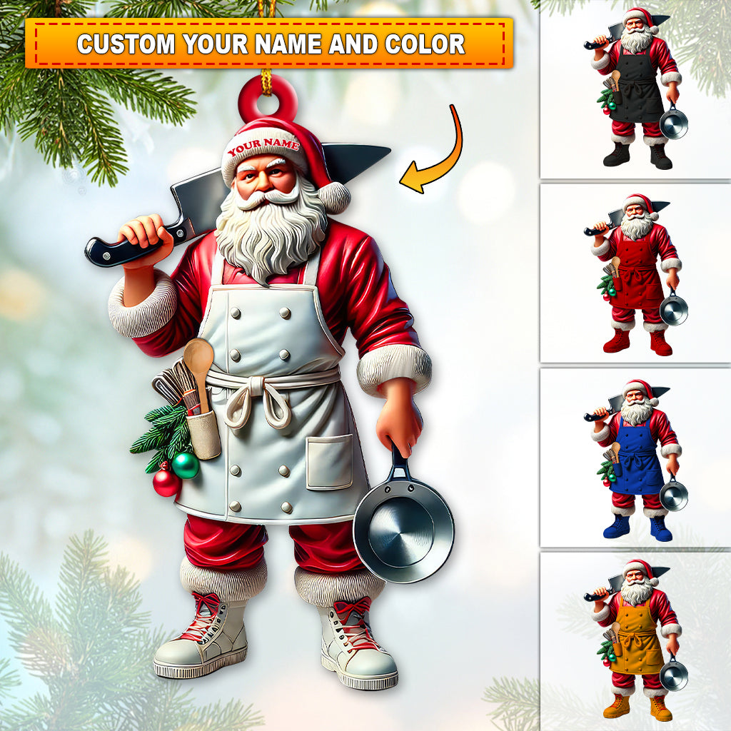 Blisscorners Custom Name Chef Santa Ornament, Christmas Gift for Cooking Lover632D Flat LM2111