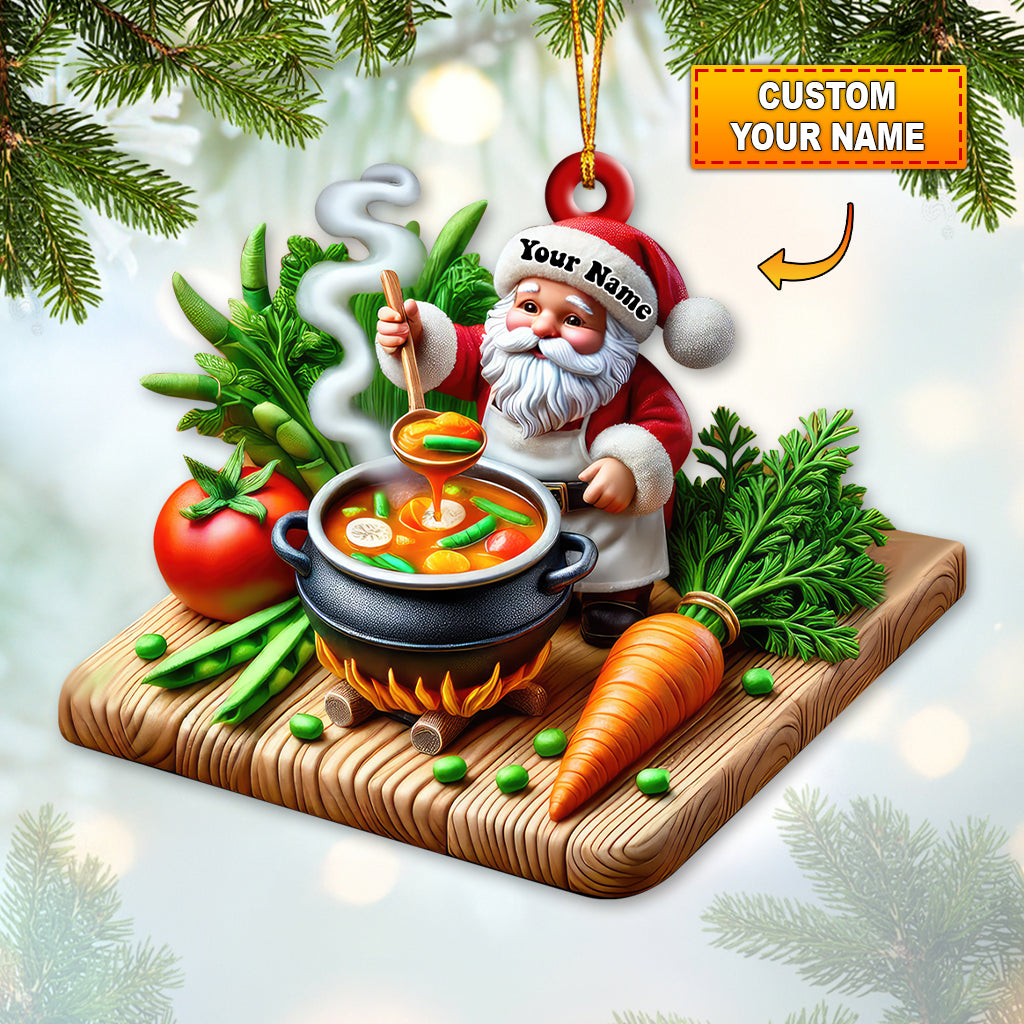 Blisscorners Custom Name Chef Santa Ornament, Christmas Gift for Cooking Lover52D Flat LM2111