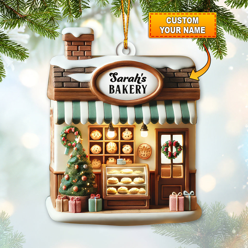 Blisscorners Custom Name Bakery Store Ornament, Bakery Store Christmas Decoration 32D Flat LM2211