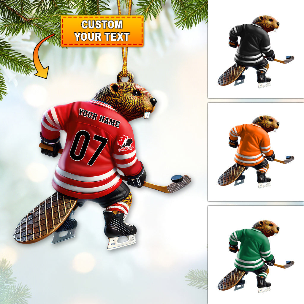 Blisscorners Custom Name Hockey Ornament, Christmas Gift for Hockey Lover2D Flat LM2111