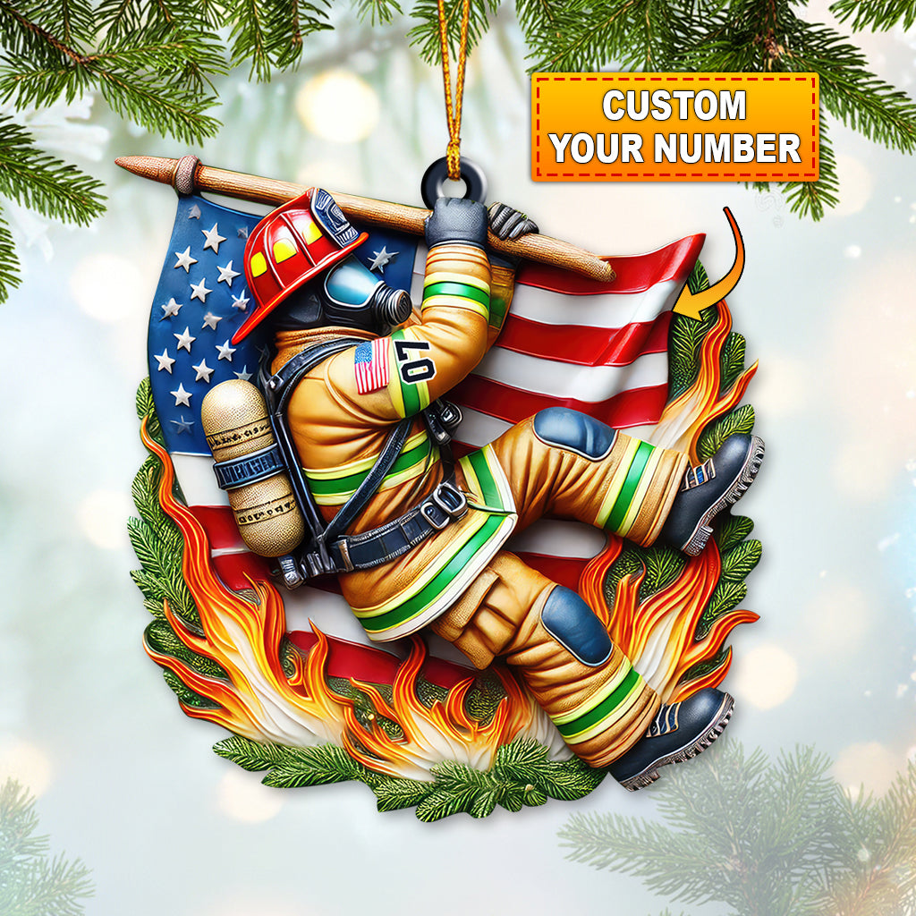 Blisscorners Custom Name Firefighter Ornament, Firefighter Memorial Christmas Gift2D Flat LM2211