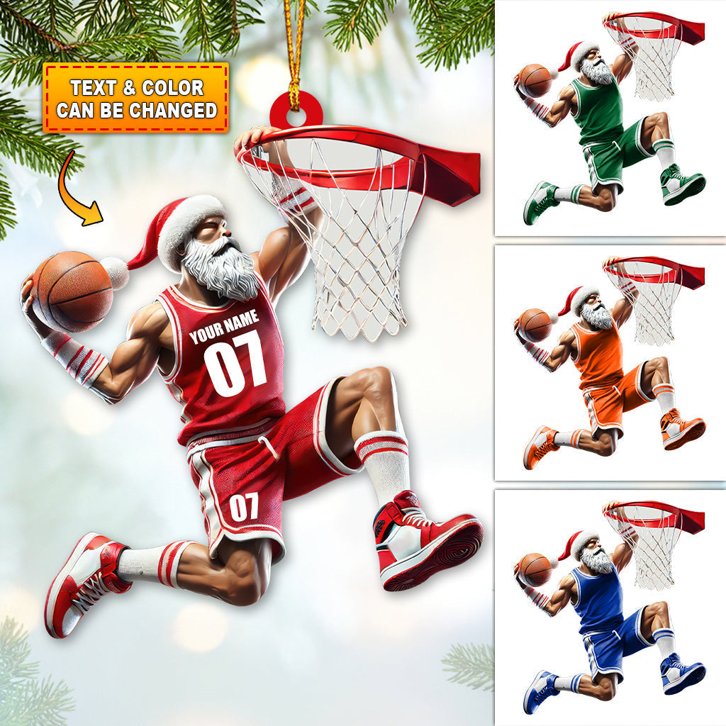 Blisscorners Custom Name and Number Basketball Ornament, Christmas Gift for Basketball Lover2D Flat LM2211