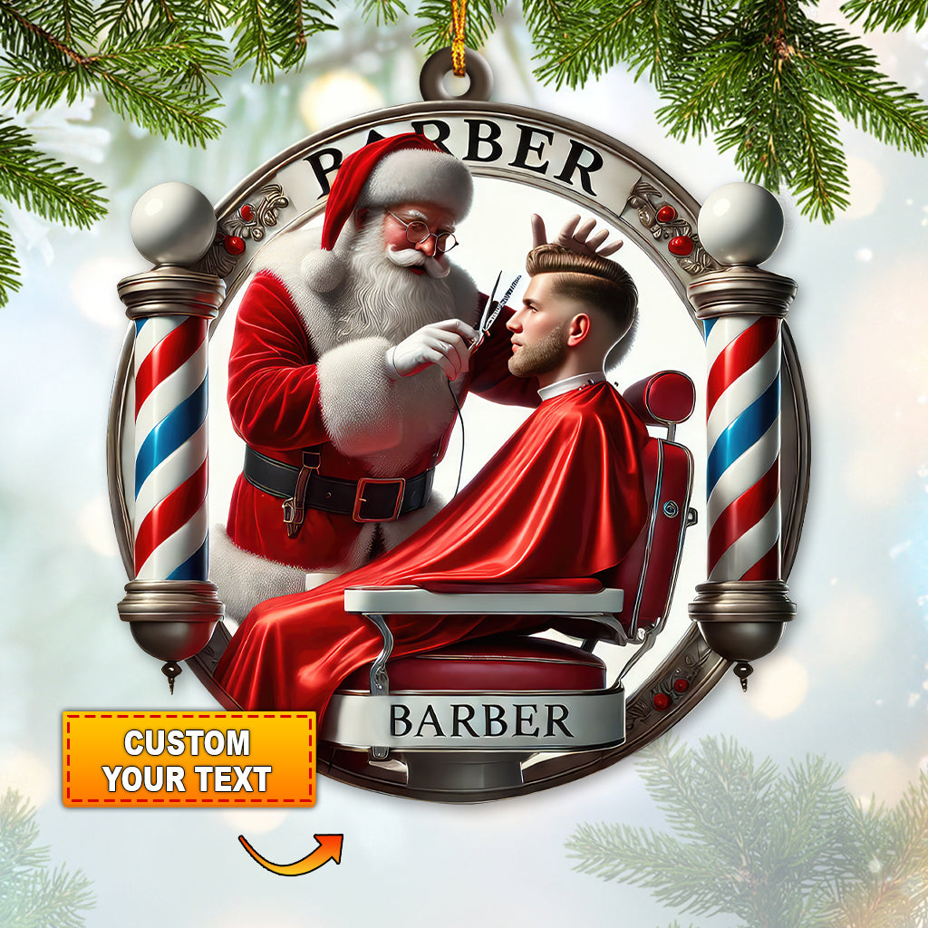 Blisscorners Custom Name Barber Ornament, Christmas Decoration for Barber Shops2D Flat LM2111