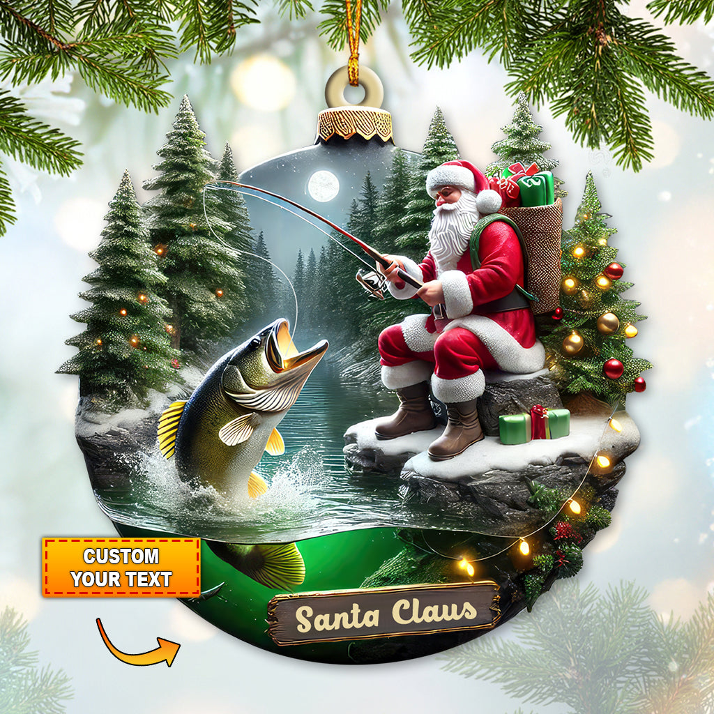 Blisscorners Custom Name Santa Fishing Ornament, Fishing Lover Christmas Gift2D Flat LM2211