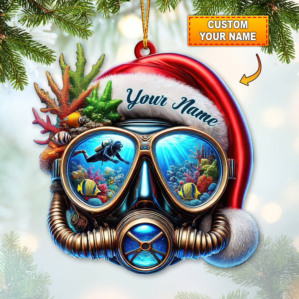 Blisscorners Custom Name Diving Ornament, Christmas Gift for Diving Lover2D Flat LM2111