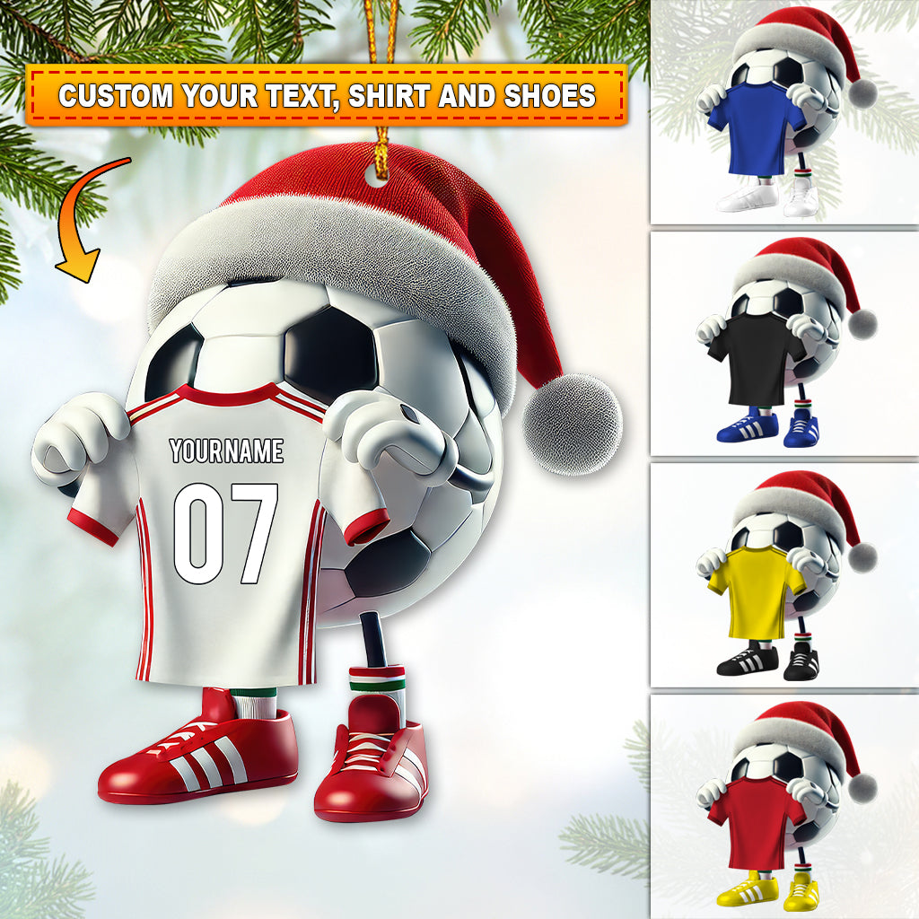Blisscorners Custom Name Soccer Ornament, Christmas Soccer Gift2D Flat LM2211