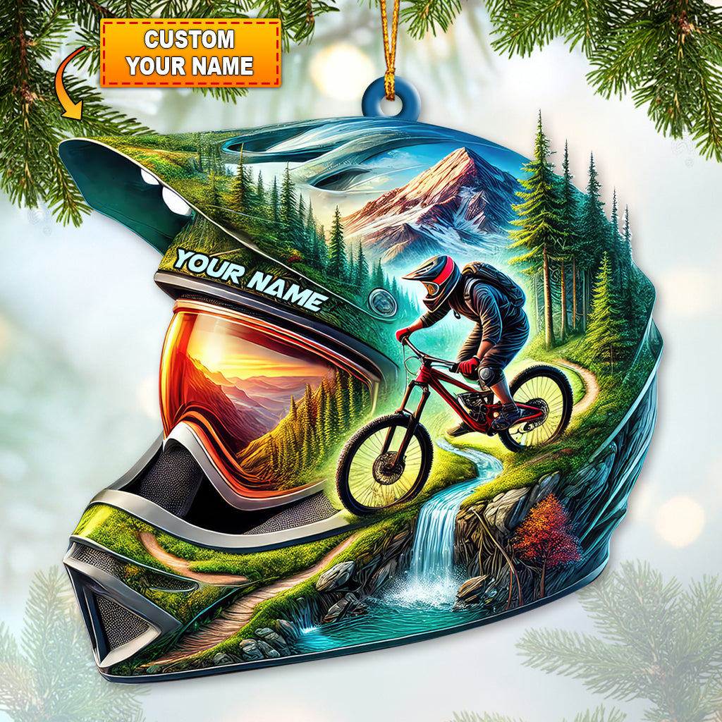 Blisscorners Custom Name Mountain Bike Ornament, Mountain Bike Lover Christmas Gift2D Flat LM2111