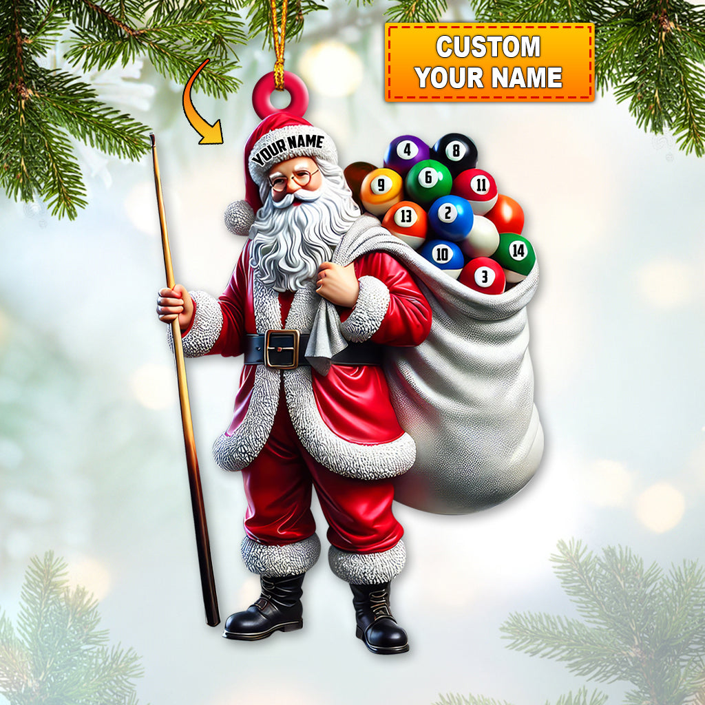 Blisscorners Custom Name Billiard Santa Ornament, Billiard Lover Christmas Gift2D Flat LM2111
