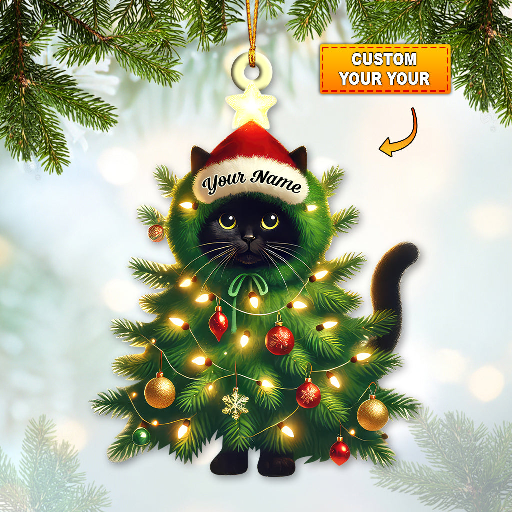 Blisscorners Custom Name Cat Christmas Tree Ornament, Cat Christmas Gift2D Flat LM2111