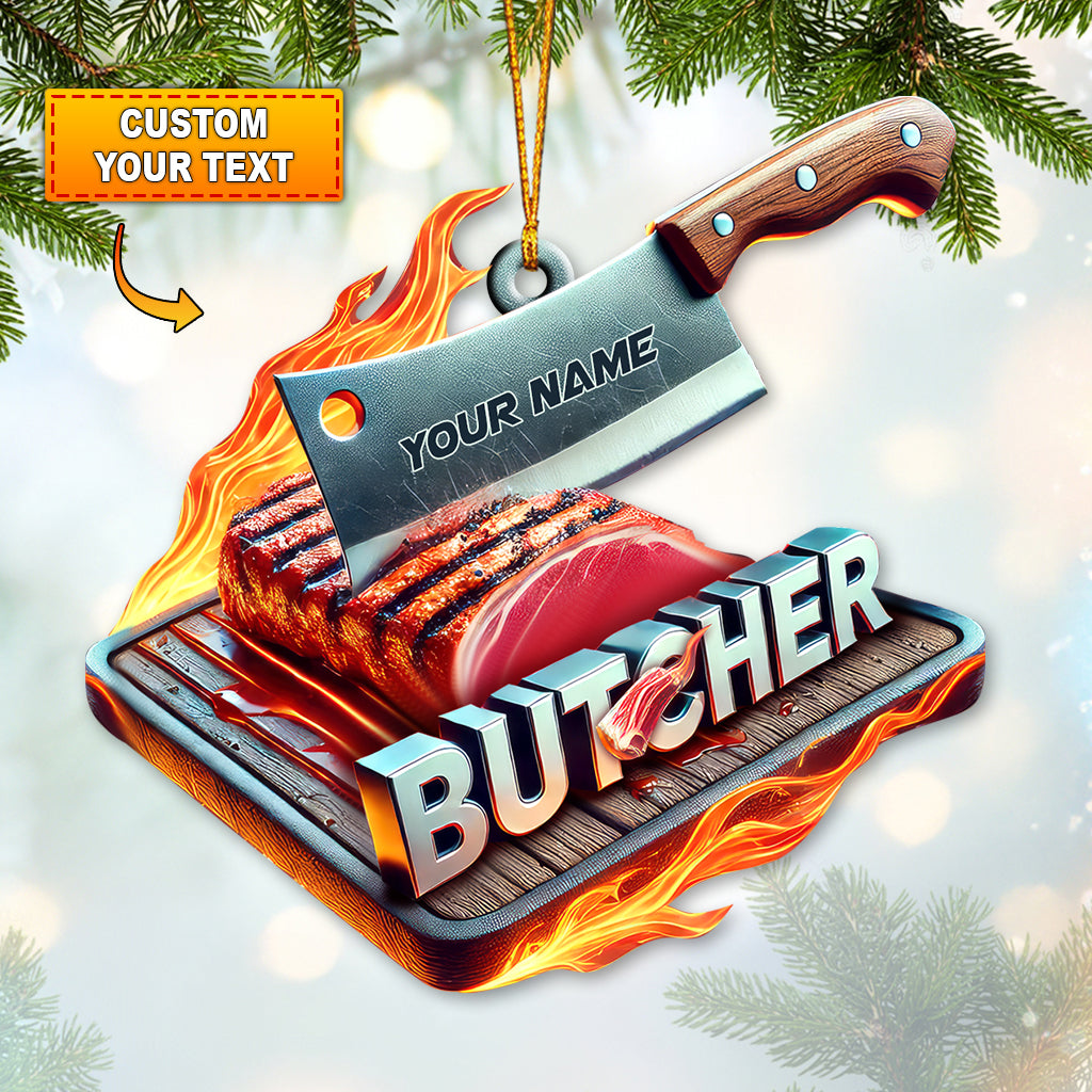 Blisscorners Custom Name Butcher Ornament, Christmas Gifts2D Flat LM2211