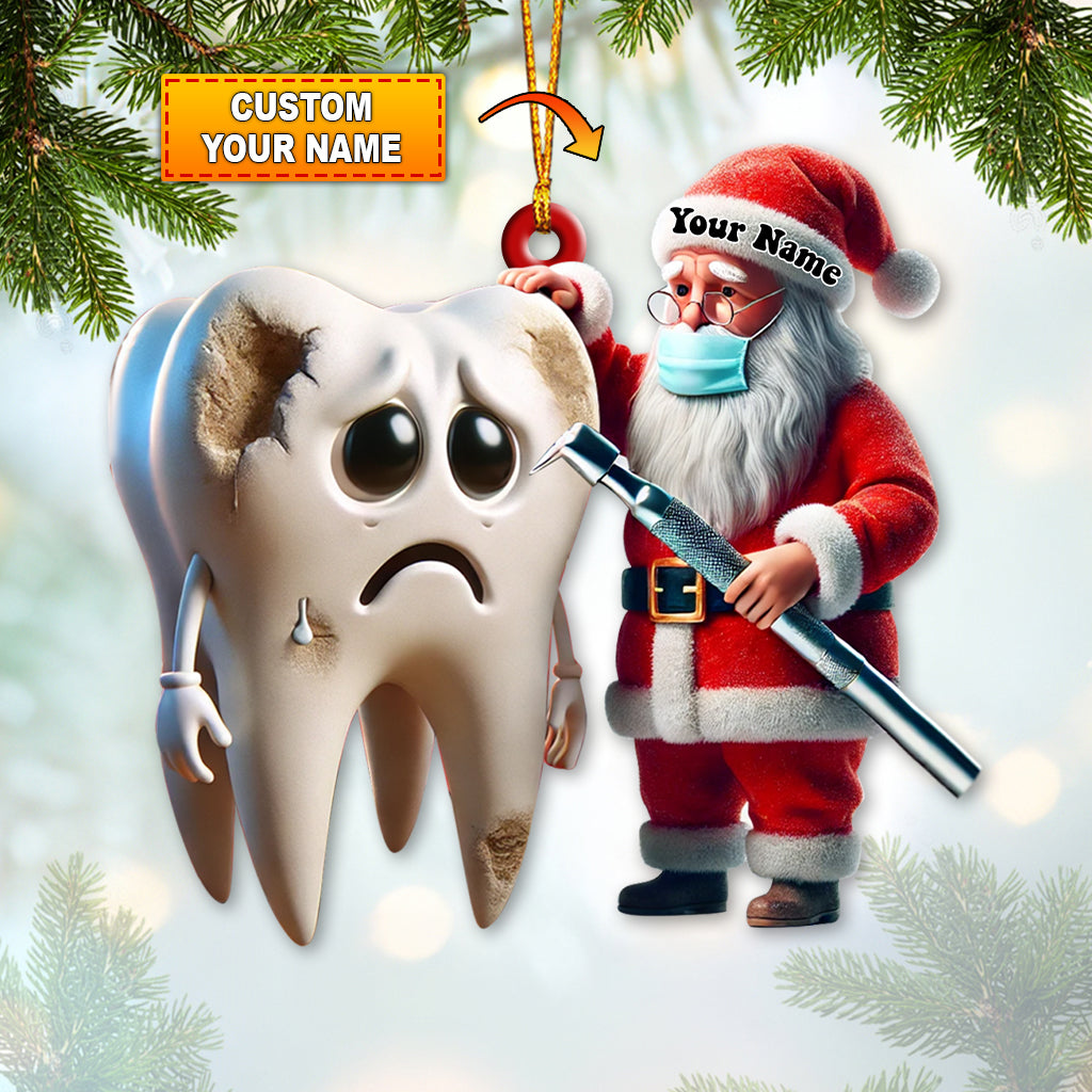 Blisscorners Custom Name Dentist Ornament, Christmas Gift for Dentist2D Flat LM2111