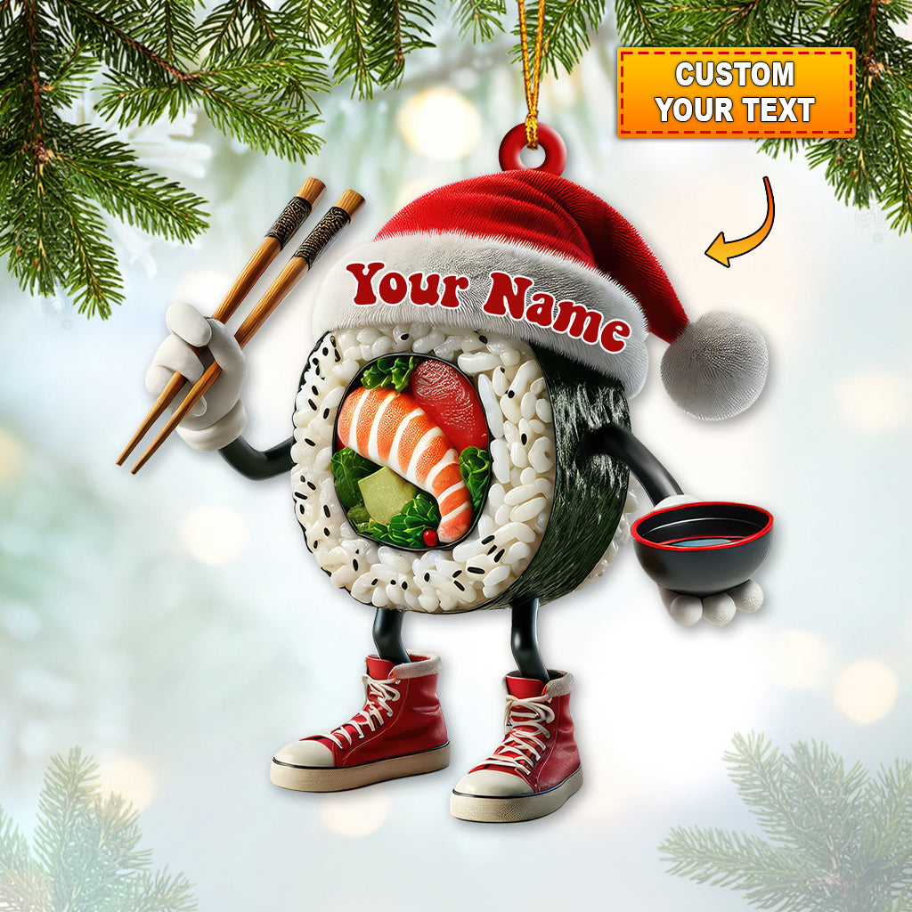 Blisscorners Custom Name Sushi Ornament, Sushi Store Christmas Decoration2D Flat LM2111