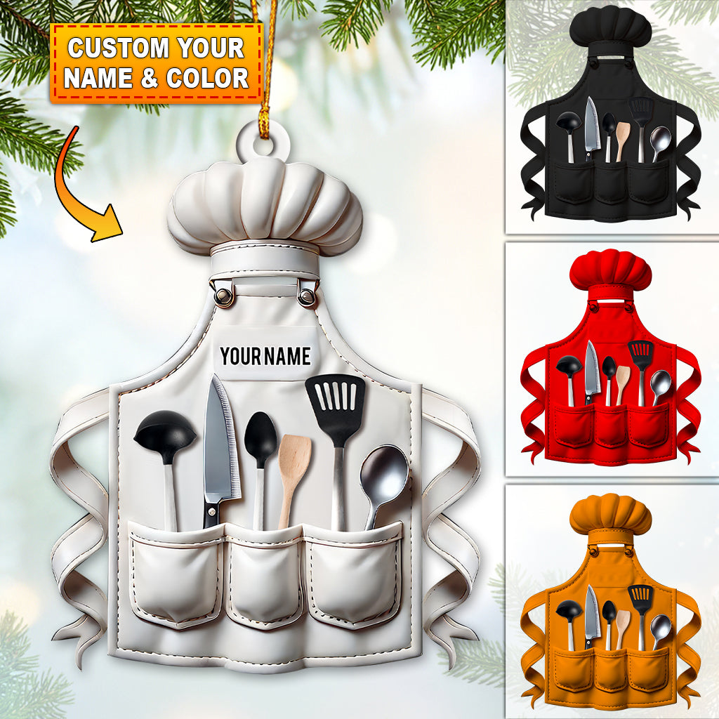 Blisscorners Custom Name Chef Ornament, Christmas Gift for Cooking Lover2D Flat LM2211
